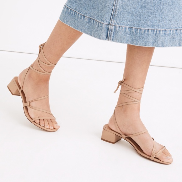 New MADEWELL The Brigitte Lace-Up Sandal in Leather Sandstone - Picture 2 of 7